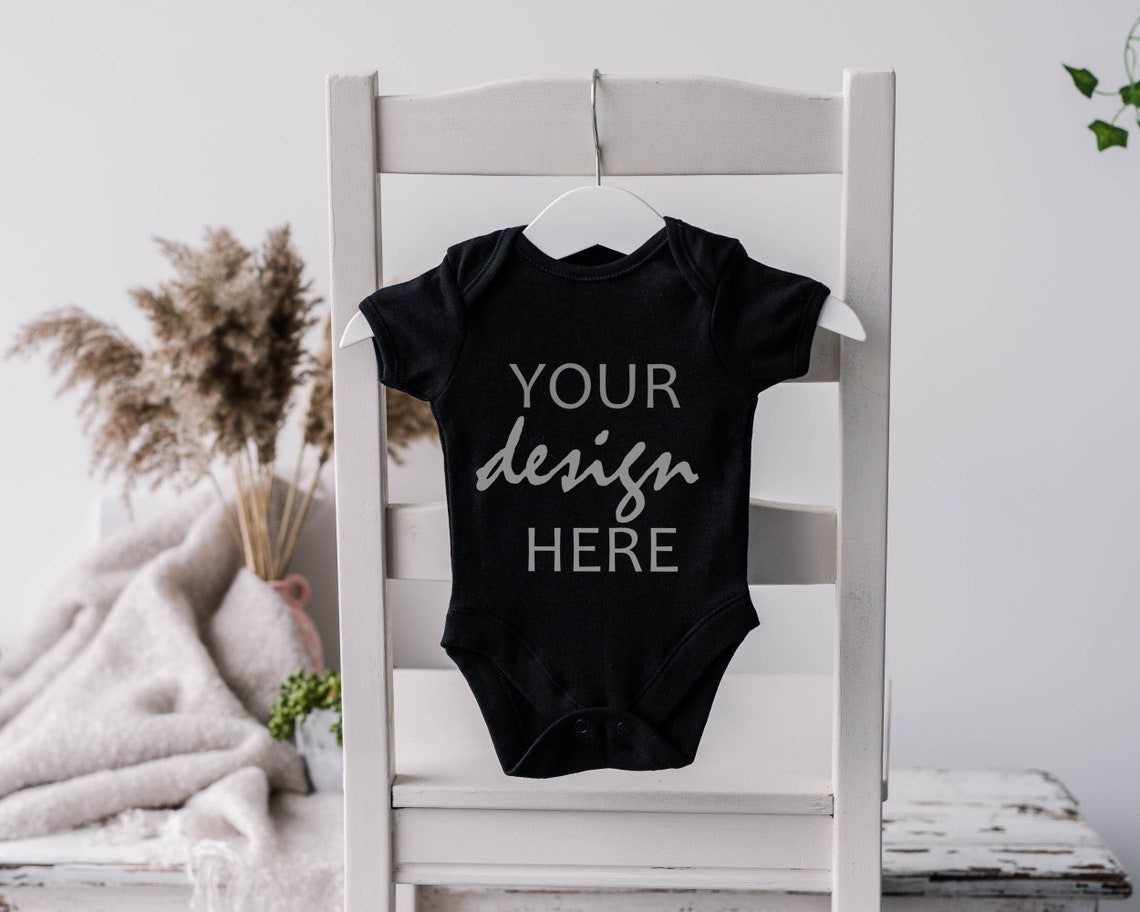 Baby Bodysuit Mockup Black Onesie Mock up Babygrow Mockup Etsy