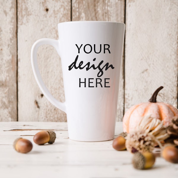 17oz Latte Mug MockUp Tall Coffee Cup Mock up Fall Stock Photo Autumn Coffee Cup Mockup SVG Mockup Sublimation Mockup JPG Digital