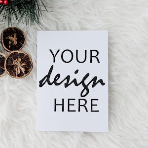 Cartão de Natal mockup 5x7 cartão mock-up svg mockup rústico festivo feriado Natal casamento, estilo de vida foto, Jpeg Download instantâneo