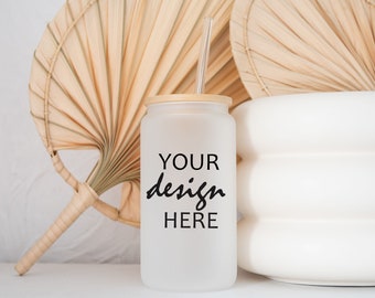 Frosted Libbey Glass Mockup Beer Can Glass Mockup Iced Coffee Cup Styled Stock Photo Wedding Photo SVG Mock Up JPG Digital Download