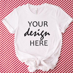 White Bella Canvas 3001 Shirt Mockup White Christmas T Shirt Mock Up T-shirt Mockup Tee Urlaub Styled Stock Foto JPG Digital Download
