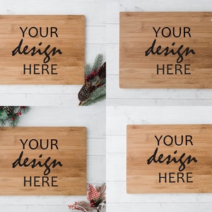 4 x Christmas Cutting Board Mockups Styled Christmas Eve Board Mockup Santa Tray Farmhouse Chopping Board Mockup, JPG Digital Download