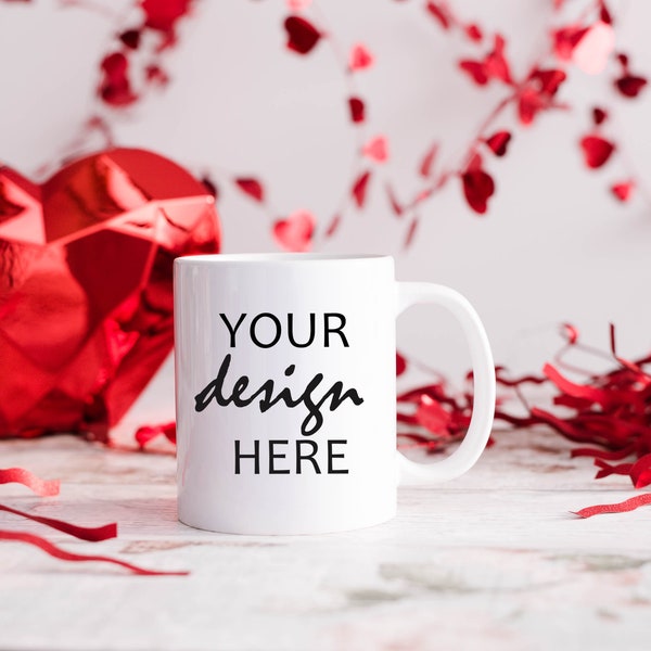 4 x Valentinstag Mock ups Kaffeetasse Tasse Mockup Styled Stock Fotografie, Rustikaler Becher Valentinstag Geschenk Mock Up, JPG Digital Download