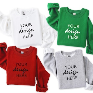 Family Christmas White Sport Grey Red Irish Green Sweater Mockup Gildan 18000 Mockup Sweatshirt Mockup Stock  SVG Mock JPG Digital Download