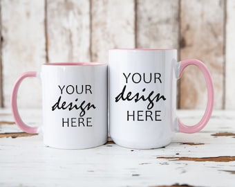 15 oz Pink Mug MockUp 11 oz Coffee Cup Mock up Mug Size Mock Up Wedding Styled Stock Black Handle Coffee Cup Mockup JPG Digital Download