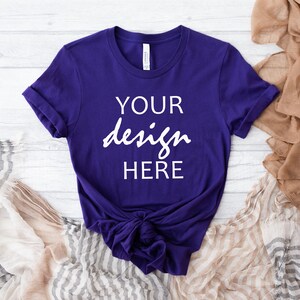 Koszulka Team Purple Bella Canvas 3001 Mockup Koszulka jesienna Mockup Mockup Halloween Mock-up Jesienna koszulka z dynią Mock Up JPG Pobieranie cyfrowe