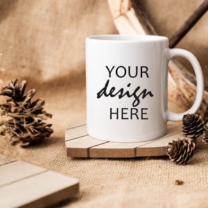 White Cup Mockup Fall Mockup Halloween Coffee Cup Mug Mock up Stock Photo Autumn Hot chocolate Outdoor Mock Up JPG Digital Download