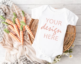 Easter Baby Bodysuit Mockup Bella Canvas 100b Onesie Mock ups babygrow mockup romper mock up Stock Photo Flat Lay SVG MockUp Sublimation JPG
