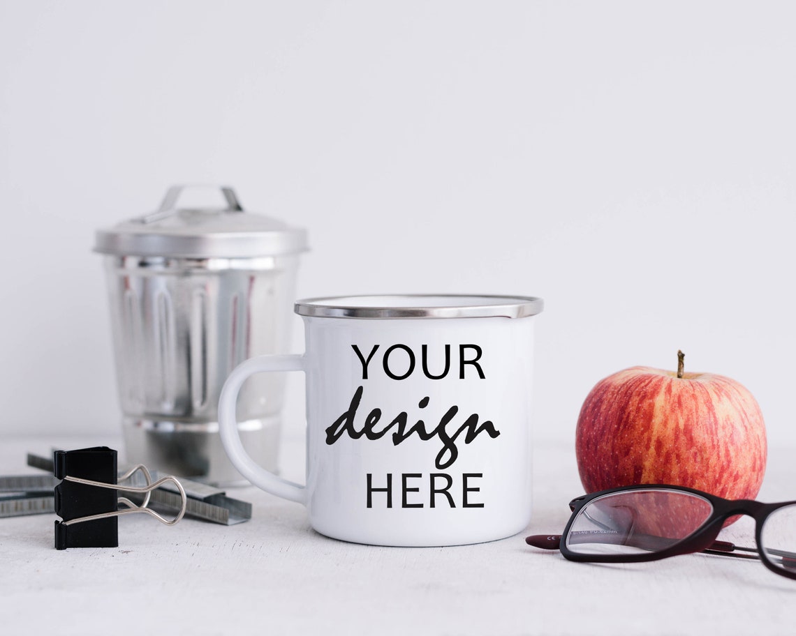 Download 4 x White Enamel Camping Cup Mockups Coffee Cup Mug Mock up | Etsy