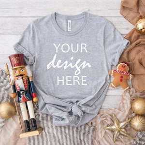 Athletic Heather Bella Canvas 3001 Mockup T-shirt świąteczny Mockup T-shirt Szary świąteczny T-shirt Mockup Sublimacja Mockup SVG Mock Up
