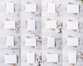 50 White card mockups 5x7 card Mock up Thank you card mock-up Boho Birthday card rustic wedding mock up svg lifestyle photo Jpeg Download