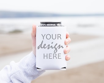 Can Cooler Mockup Can Hugger Mockup Can Chiller Mockup Beach Styled Stock Photo Wedding Photo SVG Mock Up JPG Digital Download