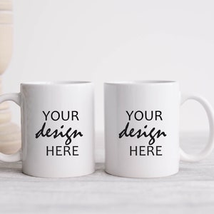 Zijn en haar koffie mug mockup, koppels koffie kopjes, mokken mockup, twee koffie kopjes, dubbele bruiloft gestileerde stockfoto, JPG digitale download