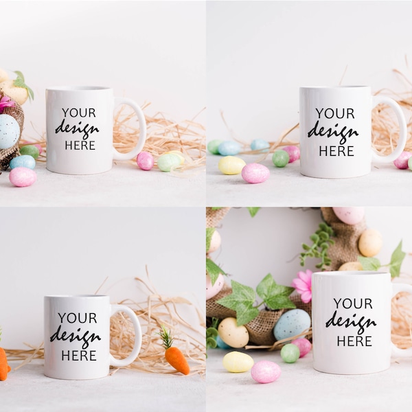 4 x Easter Mug Mockup Easter Coffee Cup Mock up Mug Stock Photography Mug Photo Graphic Design Mock Up SVG Mockup JPG Digital Download