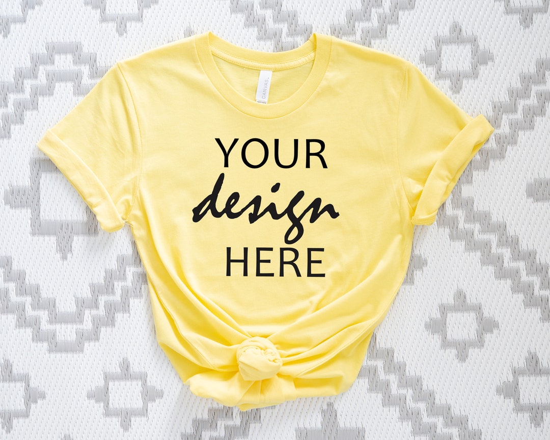 Yellow Bella Canvas 3001 Shirt Mockup White T Shirt Mock up Geo T-shirt ...