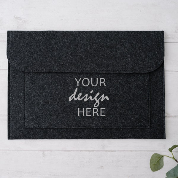 Filz Dokumenten Portemonnaie Mockup Laptop Slip Mockups Bagbase Charcoal Portfolio Mockup Geschenk Mockup SVG Sublimation Tasche Digital Download Jpg