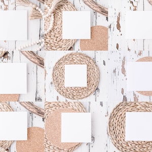 13 x Quadratische Grußkarte Mockup Muttertagskarte Mock up Dankeskarte Mock-up für rustikale Hochzeit, Lifestyle Foto, Jpeg Instant Download