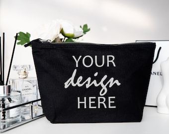 Black Cosmetic Bag Mockup Wash Bag Mock-up Wedding Styled Stock Photo Make up Bag mockup Canvas Bag mockup Purse mockup JPG Digital Download