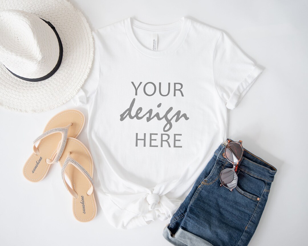 Summer Holiday Bella Canvas Mockup White Tee Mock up T-shirt Shirt Mock ...