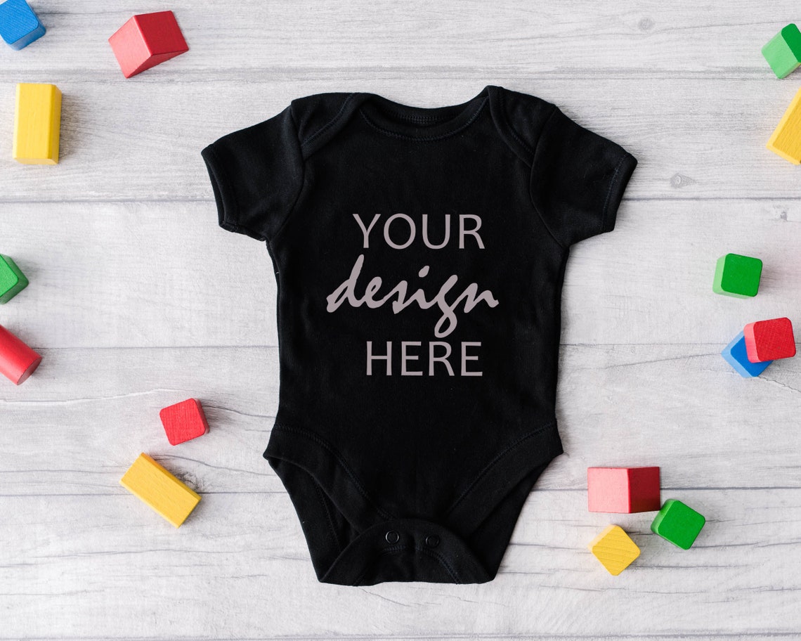 Black Baby Bodysuit Mockup Onesie Mock Ups Babygrow Mockup Etsy