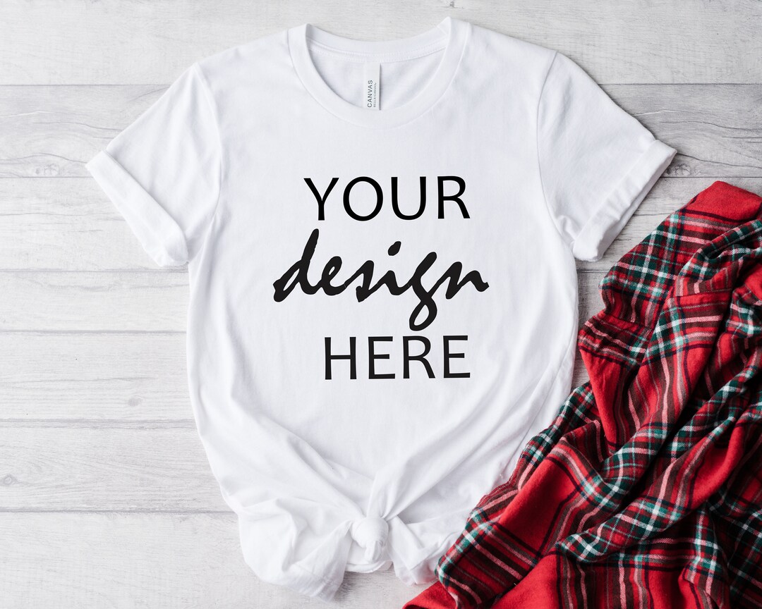 Christmas Bella Canvas Shirt Mockups Festive White T-shirt Mock up ...