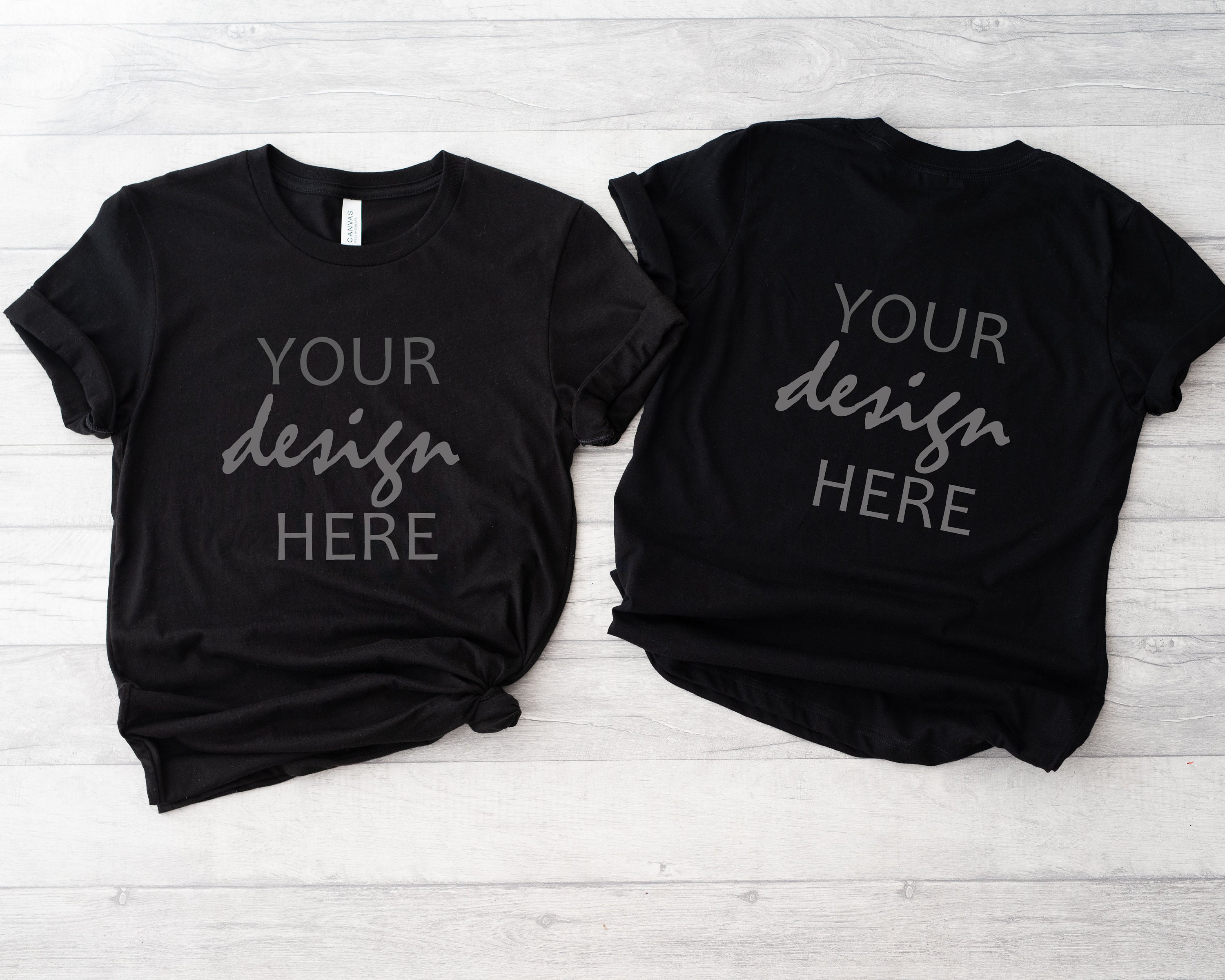 Black Bella Canvas 3001 Tshirt Mock up Front Back Shirt Mock | Etsy