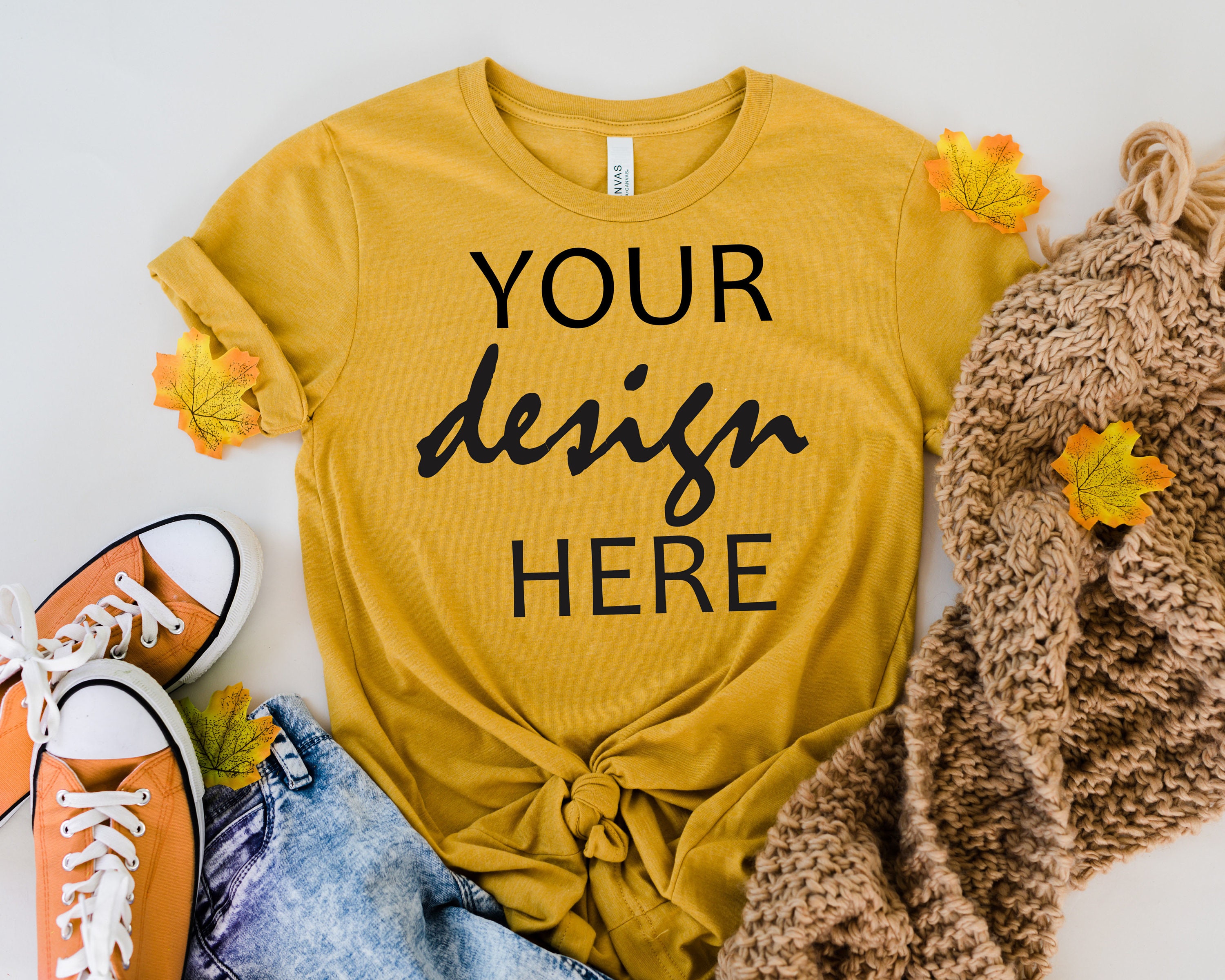 bella canvas mustard yellow shirt