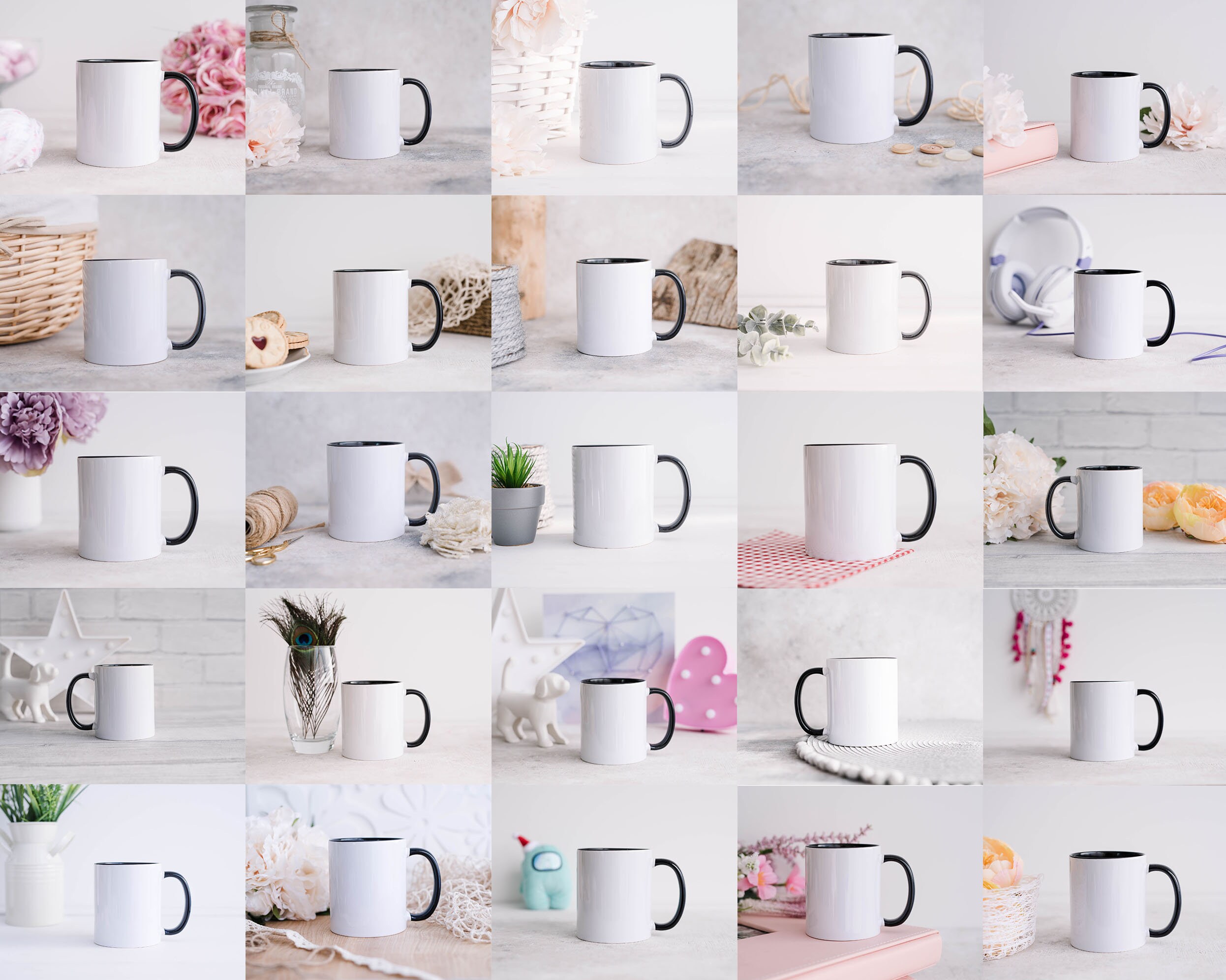 Download 50 Coffee Cup Mockup Black Mug MockUps Black Handle Mug Mock | Etsy