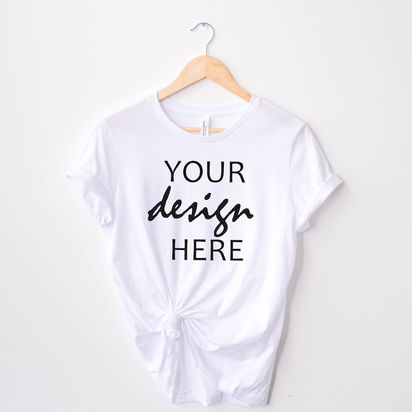 White Bella Canvas 3001 Tshirt Mock up T-shirt Retroussé Sleeve Shirt Mock Up Styled Stock PhotographyCricut Sublimation mockup SVG Mock Up