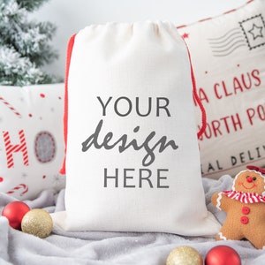 Santa Sack Mockup Natural Gift Bag Christmas Sack Mock Up Festive Gift Mock-up SVG Mock up Sublimation Bag Mock Up Digital Download Jpg