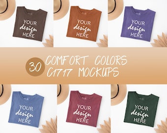 30 x Comfort Colors c1717 Shirt Mockup Bundle  Moss Yam Pepper Espresso T-shirt Mock Up Tshirt Mockup Boho Mockups Digital Download Jpg