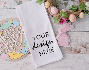 Easter Tea Towel Mock ups White Tea towel Mockup Styled Stock Photo Tea towel gift Mockup Easter Gift Mock Up JPG Digital Download