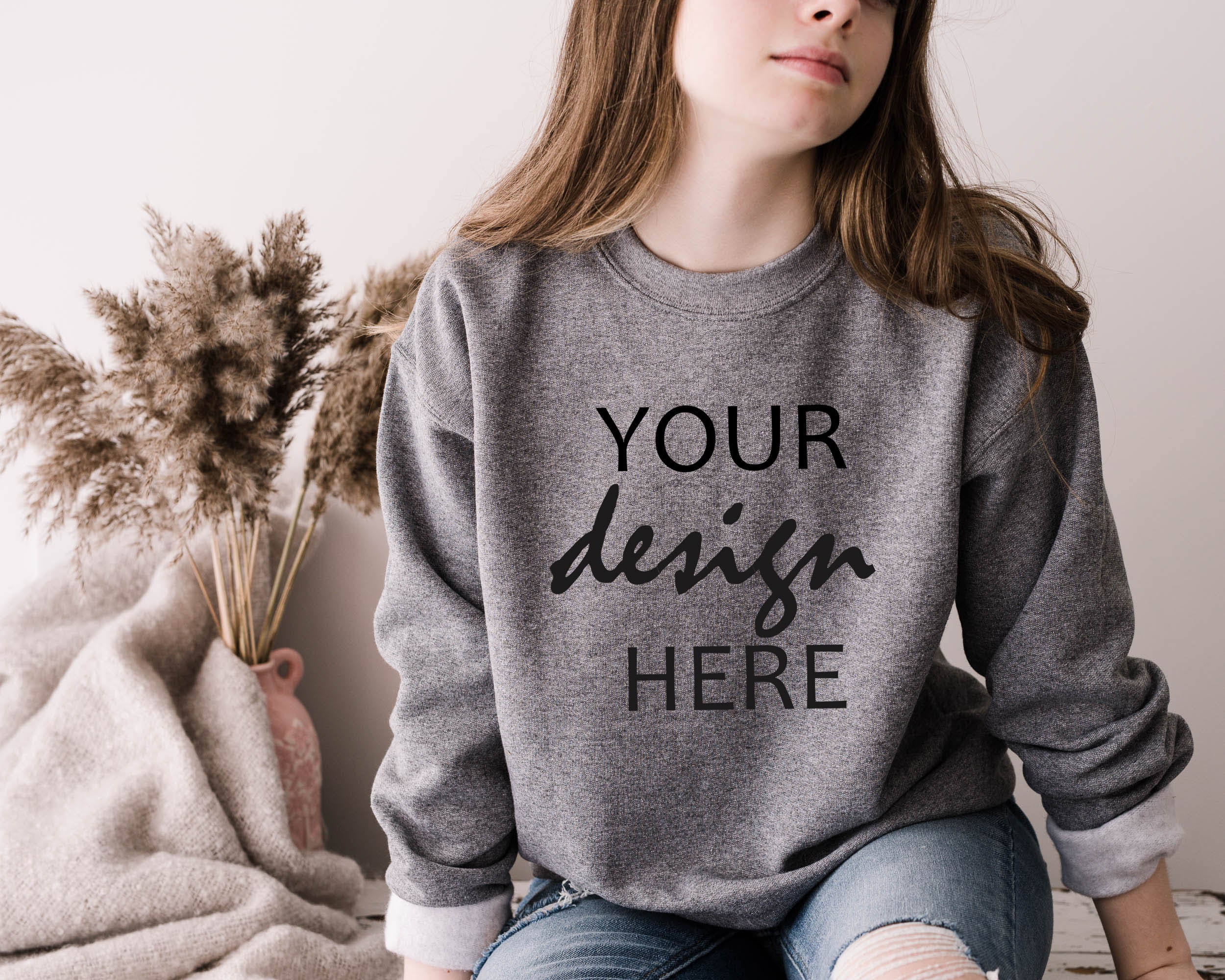 Gildan 18000 Mockup Graphite Heather Grey Sweater Mockup - Etsy