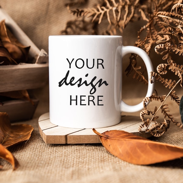 White Cup Mockup Fall Mockup Halloween Coffee Cup Mug Mock up Stock Photo Autumn Hot chocolate Outdoor Mock Up JPG Digital Download