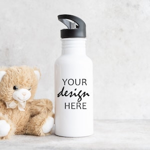 600ml Water Bottle Mockup Sports Drink Bottle Mock up School Cup Stock Photo Kids Refillable Water Bottle JPG Digital Download
