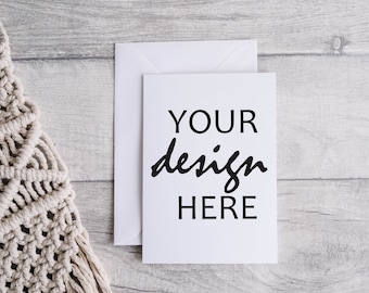 2 x Greeting card mockup with white envelope, Thank you card mock-up for rustic Christmas wedding, lifestyle photo, Jpeg Instant Download