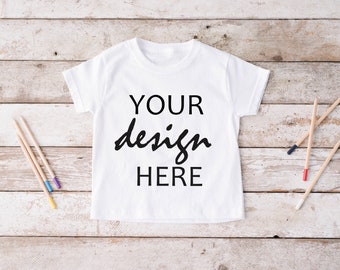 Kids Shirt Mockup White T-shirt Mock Up Toddler Mockup Rustic Wood Background Digital Download Jpg Kids Tee Mock Up