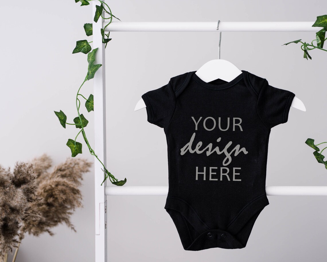 Baby Bodysuit Mockup Black Onesie Mock up Babygrow Mockup Etsy