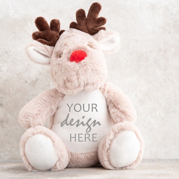 Christmas Mumbles Mockup Printme Reindeer Plush mockup Zippie Holiday soft toy mock-up personalised toy mockup JPG Digital Download