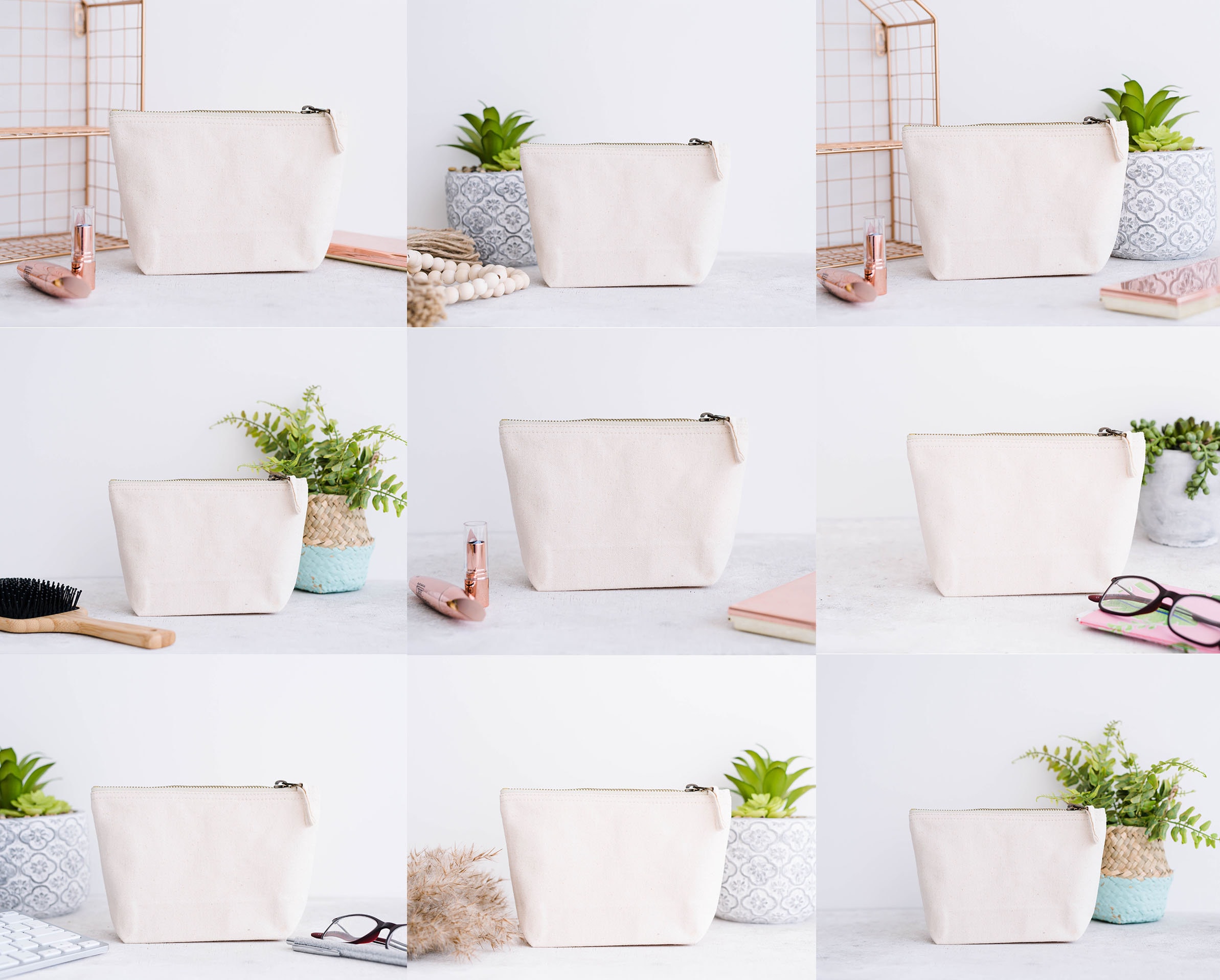 32 x Cosmetic Bag Mockup Wash Bag Mock-up Wedding Styled Stock Photo Make up Bag mockup Canvas Bag mockup Purse mockup JPG Digital Download
