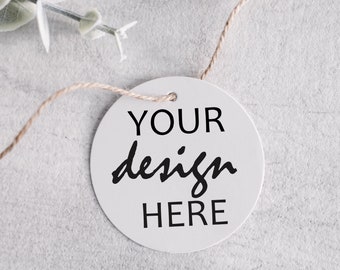 Blank round tag mockup, white round label mockup, gift tag mockup, thank you favor tag mockup, rustic stock photo, JPG instant download