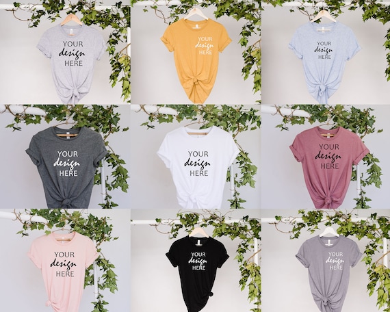 23 X Bella Canvas 3001 Shirt Mockups White T Shirt Mock up T shirt Mockup Athletic Heather Peach Mustard Tee Mock up Stock Photo Mock up JPG Etsy Ireland
