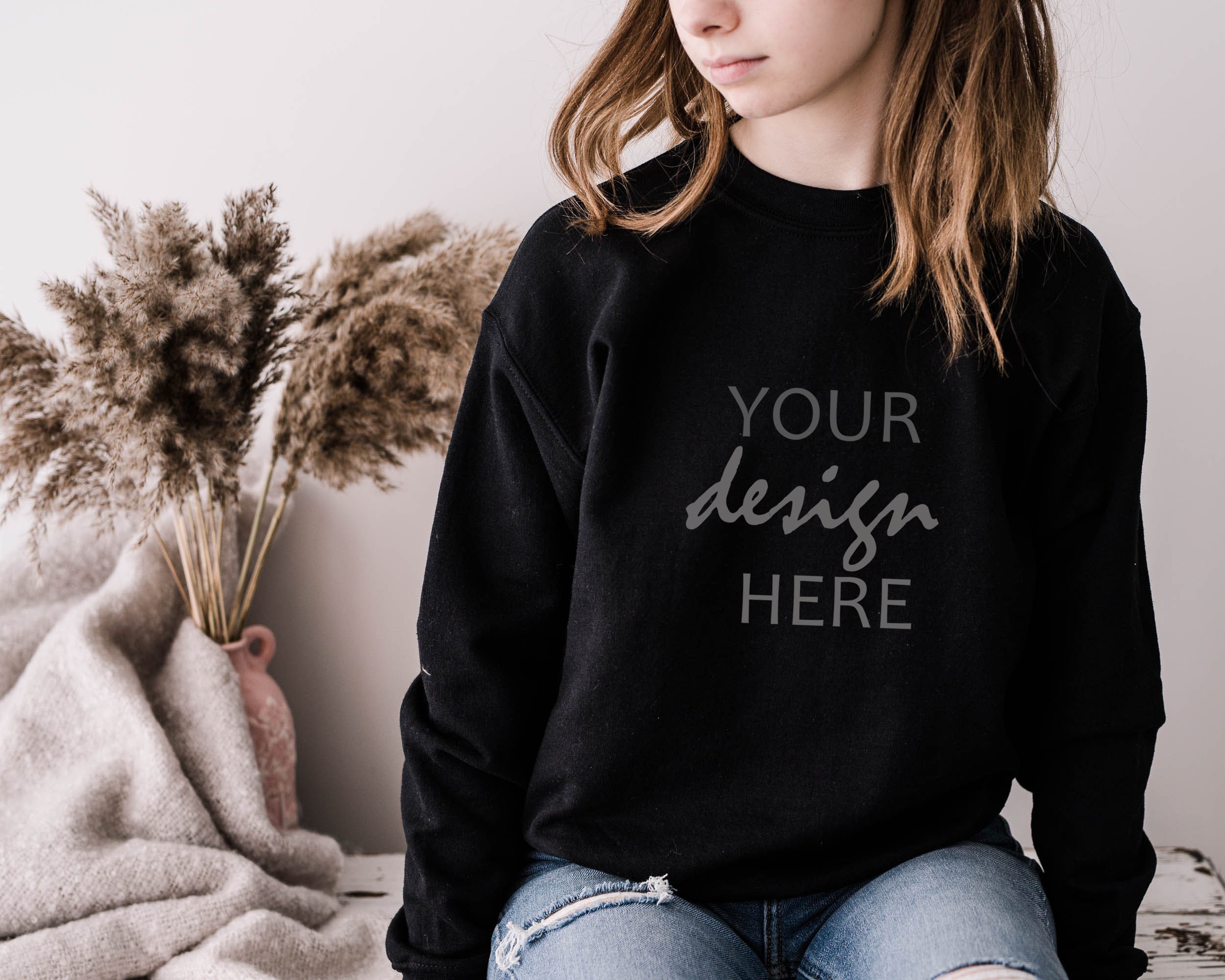 Buy Black Sweater Mockup Gildan 18000 Mockup Gildan Black Online in India -  Etsy