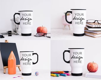 4 x Travel Mug Mockups Coffee Cup Mock up Stock Photo Office Mockup Teacher Mug Mockup Teacher Gift Mock-up Mock Up JPG Digital Download