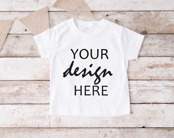 Kids Shirt Mockup White T-shirt Mock Up Toddler Mockup Rustic Wood Background Digital Download Jpg Kids Tee Mock Up