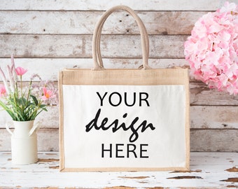 Cotton Pocket Jute Bag Mockup Shopping Bag Mockups Shopping Tote Mock Up Gift Shopper Mock-up Burlap tote Mock Up Gift Digital Download Jpg