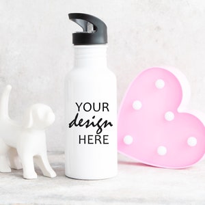600ml Water Bottle Mockup Sports Drink Bottle Mock up School Cup Stock Photo Kids Refillable Water Bottle JPG Digital Download