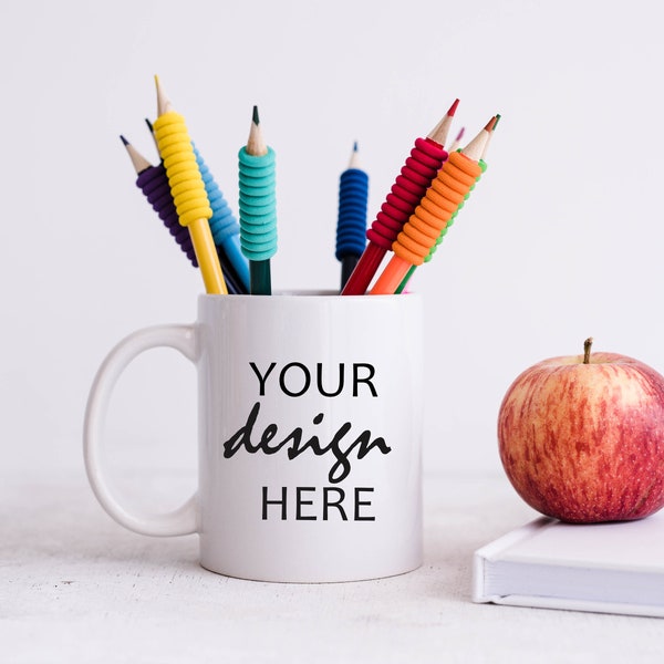 Mug MockUp Coffee Cup Mock up Office Desk Mock Up Teacher Stock Photo School SVG Mock-up Cricut Sublimation Mockup JPG Digital Download