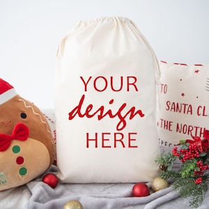 Santa Sack Mockup Natural Gift Bag Christmas Sack Mock Up Festive Gift Mock-up SVG Mock up Sublimation Bag Mock Up Digital Download Jpg