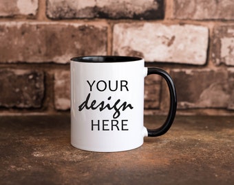 Mug Mockup Black Handle & Inner Coffee Cup Mockup Coffee Mock up Mug Stock Photo Mug Photo Mock Up SVG Sublimation JPG Digital Download